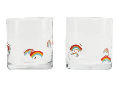 HELLO HAPPY 2pk Rainbow Icon Double Old Fashion Glass