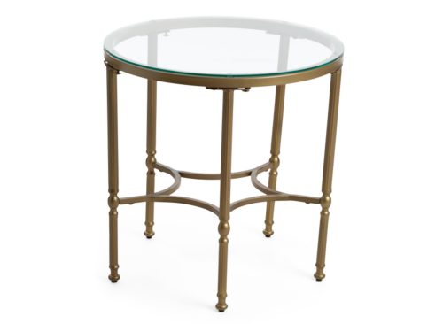 HOWARD ELLIOTT 24in Iron And Glass Bonnifait Round Side Table