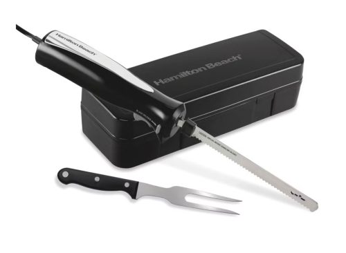 Hamilton Beach Electric Knife Carving Set Black - 74277: Turkey Carving Knife with Carving Fork, Dishwasher-Safe Parts