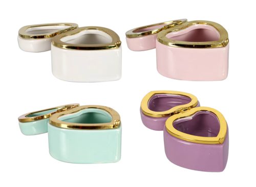 Heart-Shaped Trinket Boxes with Lids, 3.125x4.875x2.5 in.