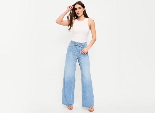 High-Waisted Drapey Wide-Leg Jeans