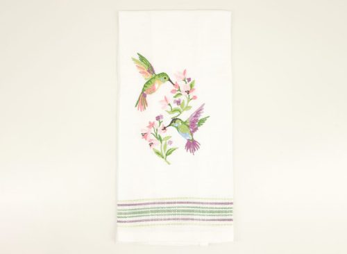 Hummingbird Embroidered Tea Towel