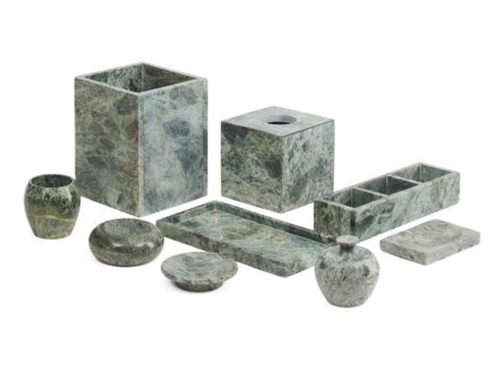 INTERNATIONAL BRASS HOUSE Jungle Green Marble Bath Accessories Collection