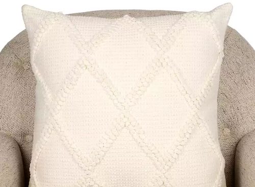 Ivory Woven Tuft Diamond Pillow