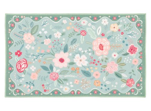 KIRKTON HOUSE Green Floral Washable Kitchen Mat