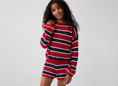 Kids Crochet Oversized Stripe Sweater