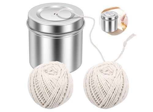 Kitchen Twine with Stainless Steel Dispenser 2 Pack 213FT Cooking Twine 2MM Natural Cotton Butcher Twines for Meat Turkey Roast & Kitchen Use Center Pull Butcher Twines for Cooking(White)