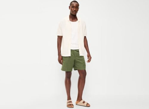 Linen-Blend Jogger Shorts -- 7-inch inseam