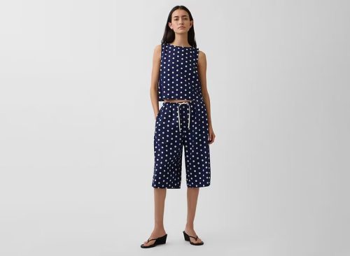 Linen-Blend Relaxed Easy Culotte Pants