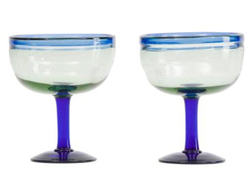 MADE IN COLOMBIA Set Of 2 Contrast Rim Margarita Glasses