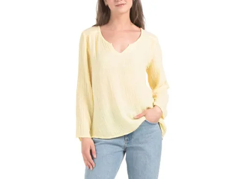 MICHAEL STARS Made In Usa Mallory Gauze Notched V-neck Top