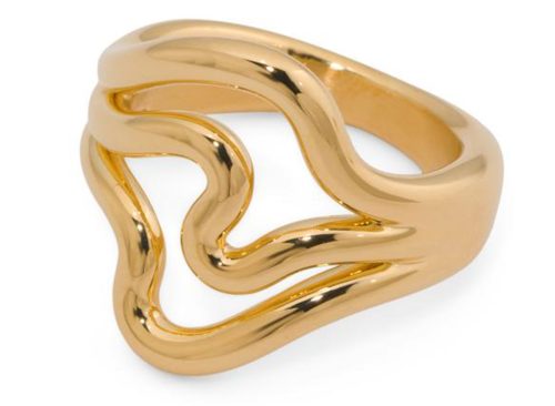 MILOR GOLD Made In Italy 14kt Gold Wave Design Ring