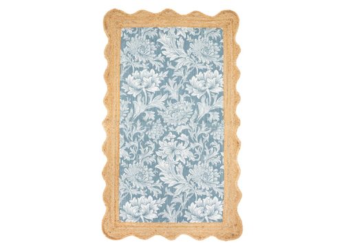 MORRIS & CO. 3x5 Jute Border Chrysanthemum Floral Printed Scatter Rug