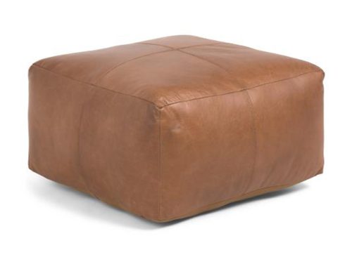 MOTI 22x22x13 Leather Batton Pouf Ottoman