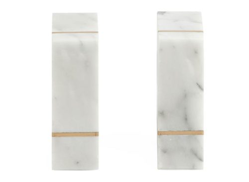 MR BROWN LONDON 2pk Cortina Carrara Marble Bookends