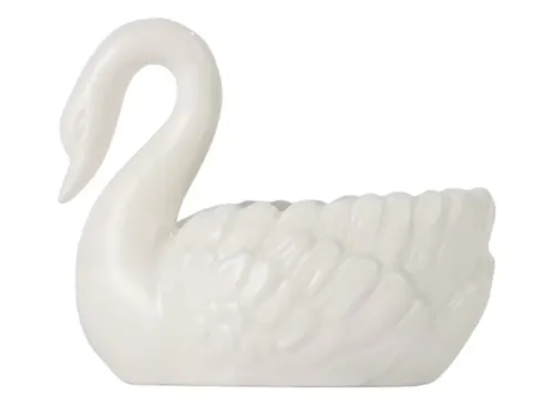 Mainstays Ceramic Vintage-Style White Swan Trinket Dish Tabletop Decoration