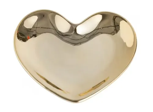 Mainstays Gold Ceramic Decorative Heart Tabletop Trinket Tray