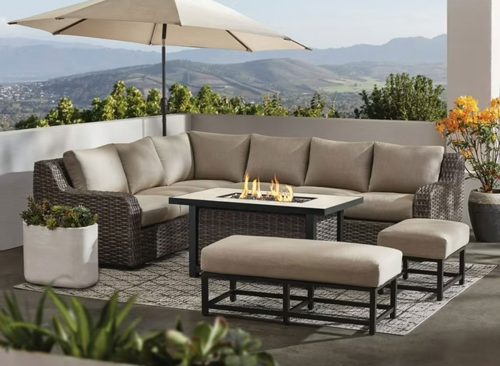 Member's Mark Athena Sectional with Sintered Stone Top and Sunbrella Fabric, 7pc