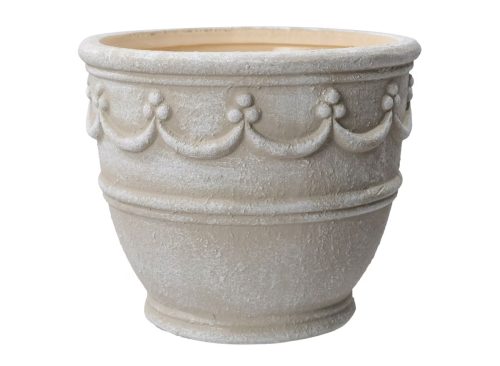 My Texas House Ceramic 8" Retro Planter, Wave Embossed, Cream