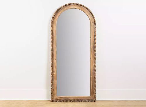 Natural Wood Beaded Arch Leaner Mirror