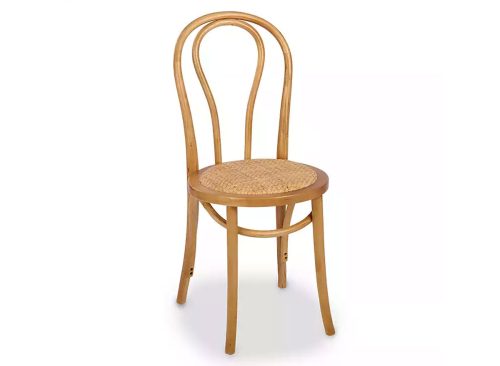 Natural Wood and Rattan Bistro Chair