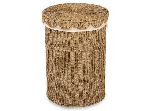 New! Seagrass Scalloped Top Laundry Hamper