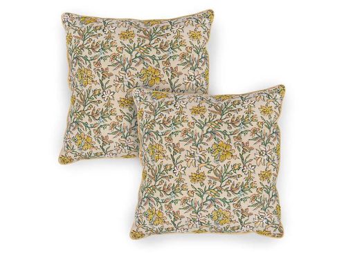 New! Yellow Floral Meadow Pillows, Set of 2
