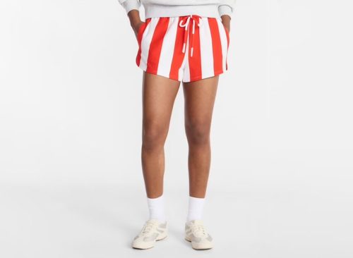 No Boundaries Striped French Terry Baja Shorts, 2.5" Inseam, Women's