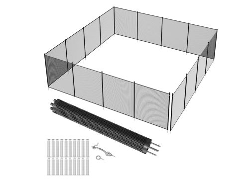 No-Drilling Removable Mesh Pool Safety Fence, Child and Pet Protection, Stainless Steel Feet DIY Outdoor Safety Guard Barrier, 4*108 FT