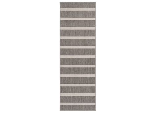 Nourison Positano 2'2" x 8' Charcoal Ivory Modern Indoor/Outdoor Rug