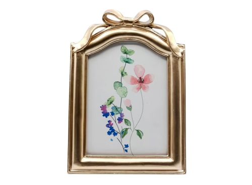 OneDesign Home 5X7 Gold Bow Detail Resin Tabletop Picture Frame