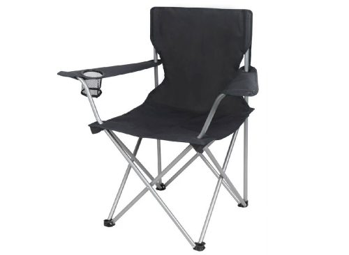 Ozark Trail Quad Folding Camp Chair with Cup Holder, Black