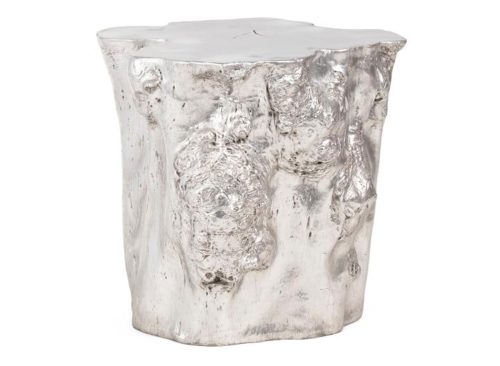 PHILLIPS COLLECTION Made In Philippines 26x24x24 Silver Leaf Log Side Table