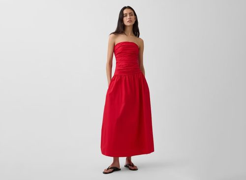 Poplin Drop-Waist Maxi Dress