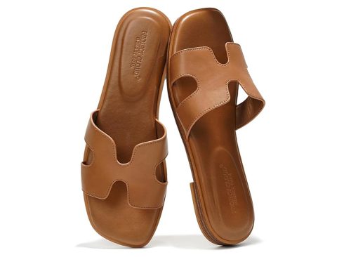 Project Cloud 100% Genuine Leather Sandals for Women 2026 - Fashion Flat Womens Sandals with Memory Foam Insole Slides Sandals Women Footwear - Mules Women's Sandals (Jannel)