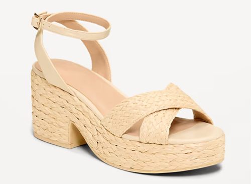 Raffia Platform Sandals for Women