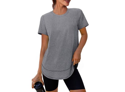 Ronuti Womens Workout Tops Short Sleeve Activewear T-Shirts Quick Dry Breathable Gym Running Yoga Athletic Wear