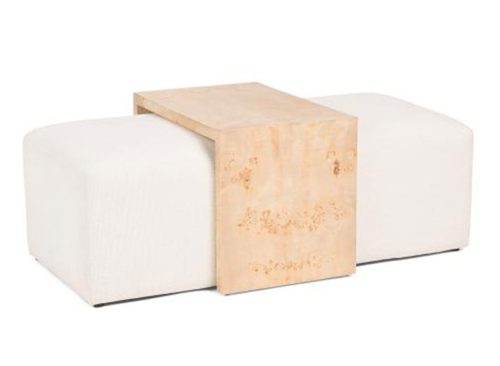 SAGEBROOK HOME 2pc Burl Wood Table And Bench Set