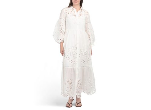 SOLITAIRE Long Sleeve Laser Cut Maxi Dress