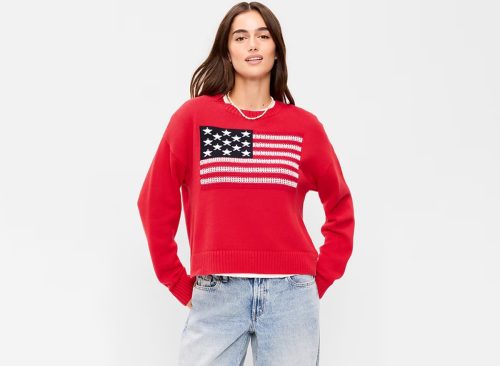 Seaside Cotton Long-Sleeve Flag Sweater