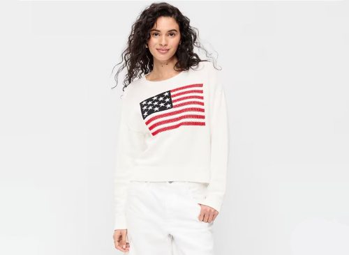 Seaside Cotton Long-Sleeve Flag Sweater