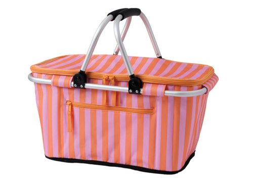 Soft Sided Basket Cooler - Pink Stripe