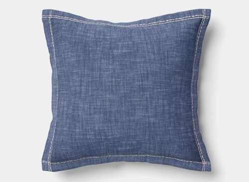 Square Chambray Indoor Throw Pillow with Flange Blue - Threshold™