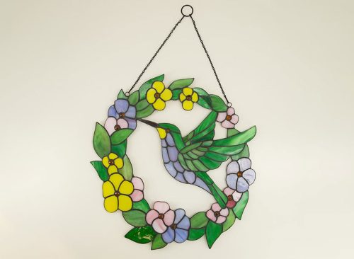 Stained Glass Hummingbird Wreath