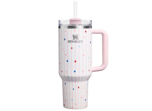 Stanley 40 oz Stainless Steel H2.0 FlowState Quencher Tumbler Pink Starry Stripes