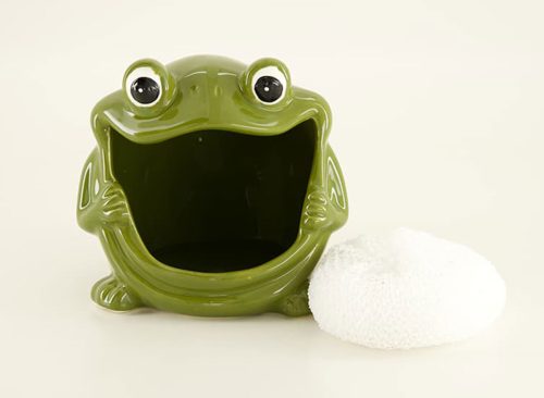 Stoneware Frog Scrubby Holder with Scrubby