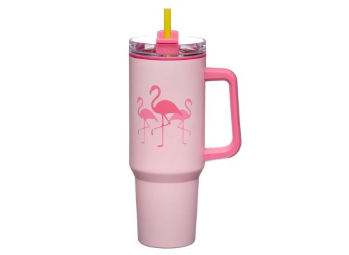 Summer Fun Stainless Steel Tumbler with Straw, 40 oz, Assorted