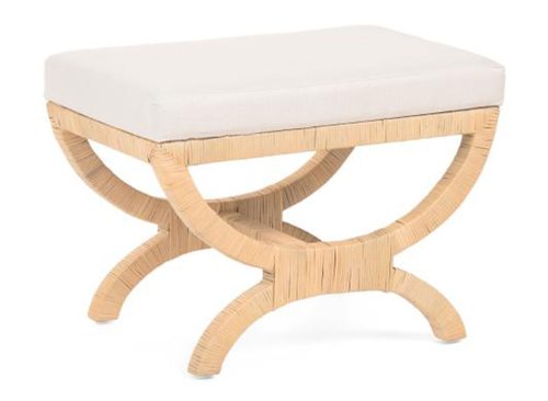 TAHARI 26x19x17 Azura Rattan Ottoman With Cushioned Top