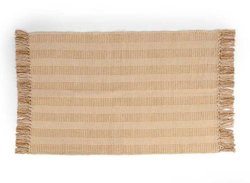 Tan Woven Stripes Scatter Rug