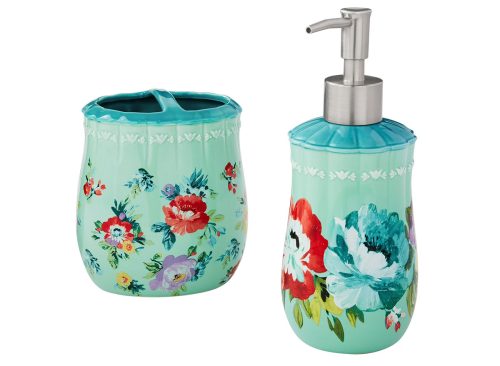 The Pioneer Woman Sweet Romance Stoneware 2 Piece Bath Accessories Set, Multi- Color